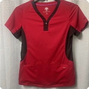 Healing Hands Women's Red and Black Short Sleeve Top